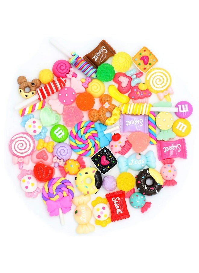 FENGWANGLI - Kawaii Nail Charms 50 Pcs Slime Charms Bulk Candy Charms For Acrylic Nails Cute Flatback Resin Charms For Diy Crafts Making Ornament Scrapbooking - Image 1