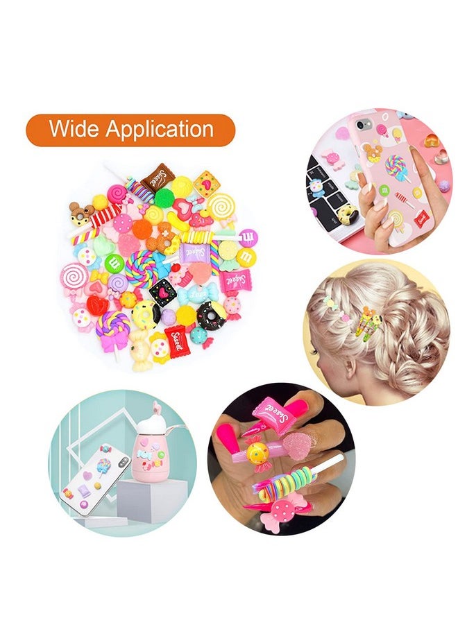 FENGWANGLI - Kawaii Nail Charms 50 Pcs Slime Charms Bulk Candy Charms For Acrylic Nails Cute Flatback Resin Charms For Diy Crafts Making Ornament Scrapbooking - Image 1