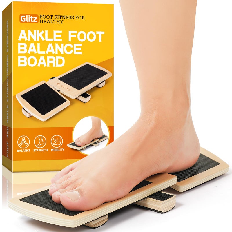 Glitz Ankle Balance Board Foot Strengthener Trainer for Sprained Ankle, Stability Exercises, Physical Therapy, Plantar Fasciitis Relief, Posture Correction, Balance Training, Anti Slip Wobble Board - Image 1
