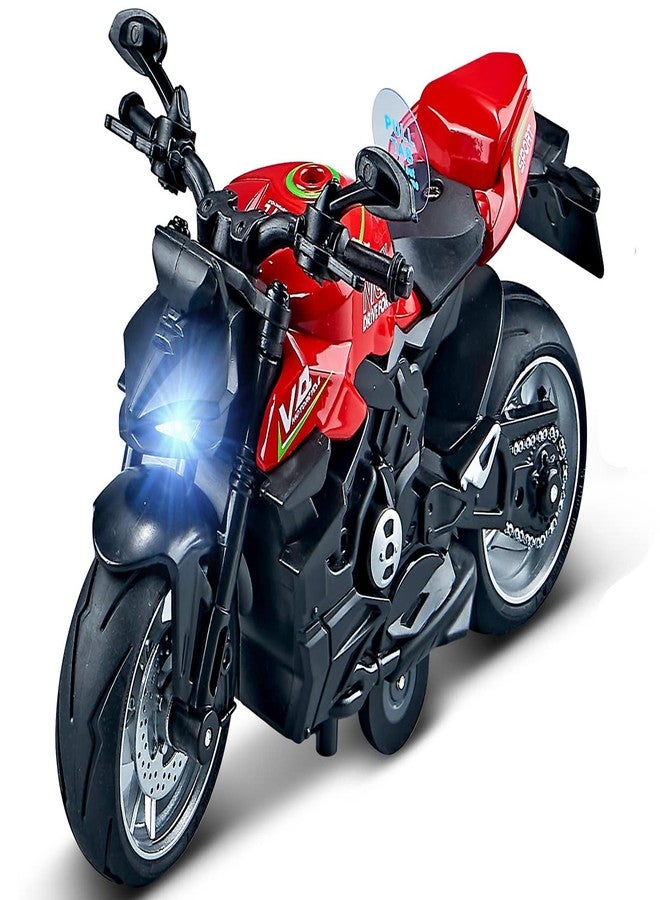 Gilumza Pull Back Motorcycle Toys, Ducati Gift with Music Lighting, Street Fighter Motorcycles Toy for Boys Kids Age 3-12 Year Old (Red) - Image 1