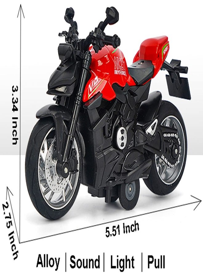 Gilumza Pull Back Motorcycle Toys, Ducati Gift with Music Lighting, Street Fighter Motorcycles Toy for Boys Kids Age 3-12 Year Old (Red) - Image 2