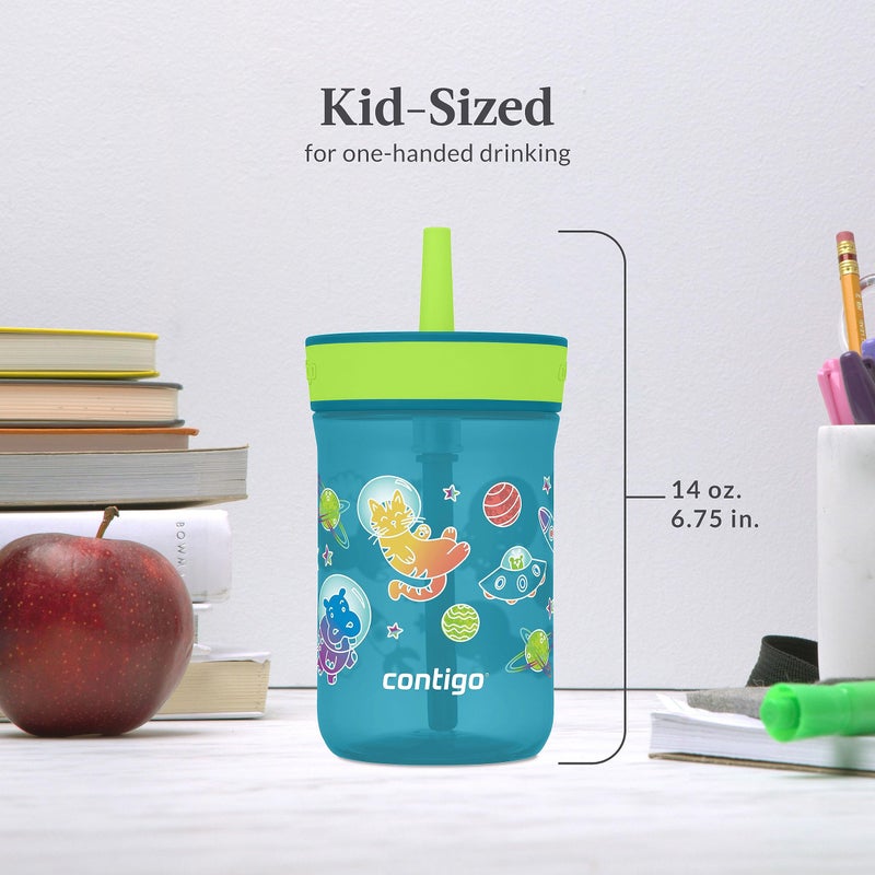 Contigo Kids’ Leighton Straw Tumbler with Spill-Proof Lid, 14 Oz., 2-Pack - Image 4