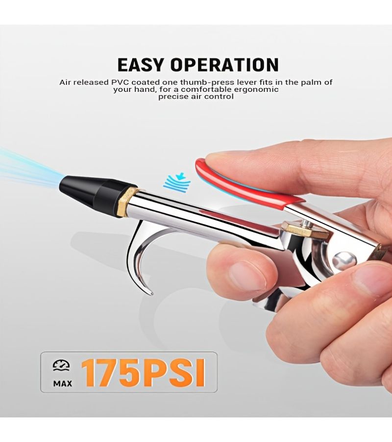 Jungong 4pcs Air Blow Gun Set With Dual Nozzle Rubber Tip And 1/4 Quick Plug - Image 4