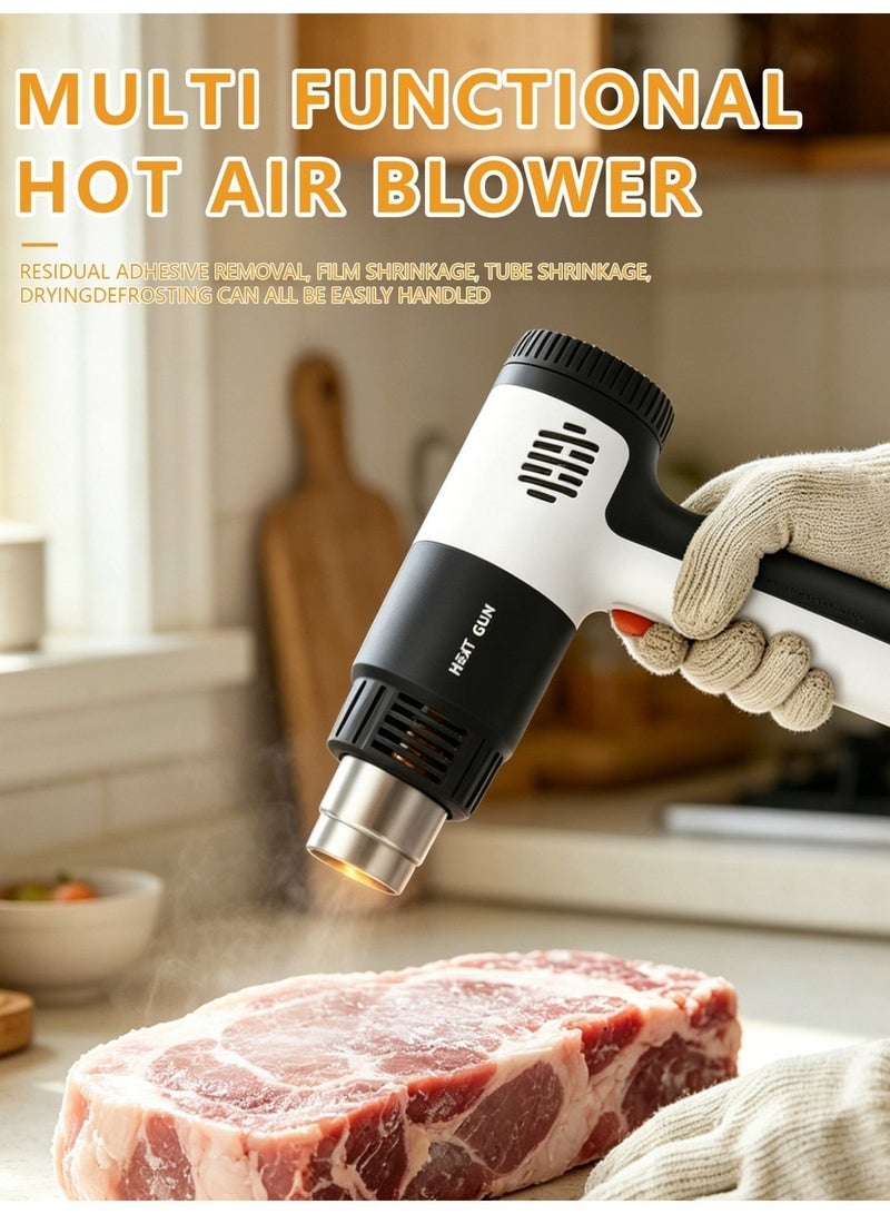VezNara 2000W Heat Gun, Hot Air Gun with 2 Temperature Settings, 5 Nozzles, Overheat Protection, Electric Heat Gun for Shrink Wrap, Paint Removal, Crafting & DIY Projects - Image 3