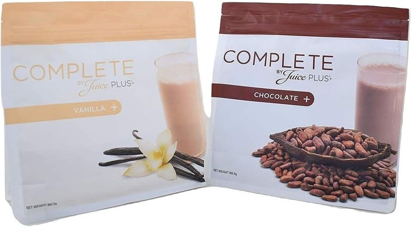 2 x Juice Plus Complete Shake One Vanilla 480g One Chocolate 488g Shake Free Spoon