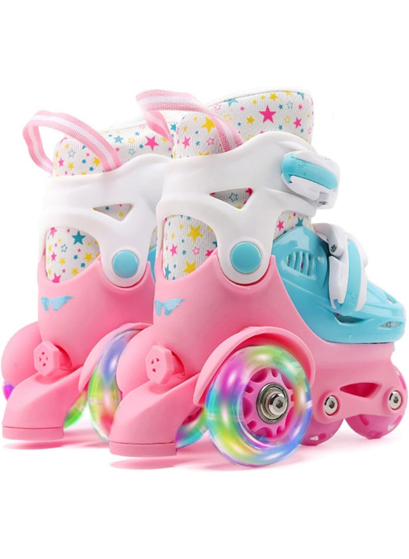 Y&D Flash Skating Shoes Kids Beginner Roller Skating Shoes Set Children Skates with Kneepad Elbow Pads Helmet Roadblock Backpack Roller Skates - Image 2