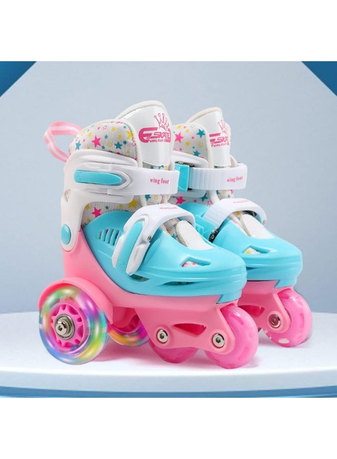 Y&D Flash Skating Shoes Kids Beginner Roller Skating Shoes Set Children Skates with Kneepad Elbow Pads Helmet Roadblock Backpack Roller Skates - Image 4