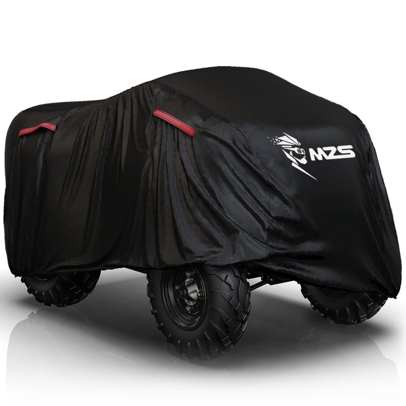 MZS ATV Cover All Weather Season Outdoor Storage Waterproof Protection Accessories fits up to 101 inch Quad 4 Wheeler Covers Vents Night Reflective Tear Wind Proof Adjuster Buckle Bag
