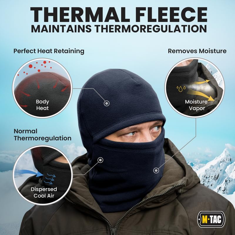 M-Tac Elite Winter Fleece Balaclava - Cold Weather Mask for Winter - Men (Dark Navy Blue) - Image 2