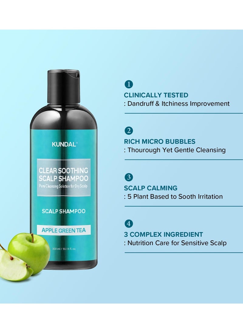 KUNDAL - Kundal Clear Soothing Scalp Shampoo [Apple Green Tea] Shampoo - Korean Hair Care, Deep Cleansing, Sensitivity Care, For Dry Scalp 10.14fl oz (Pack of 1) - Image 1