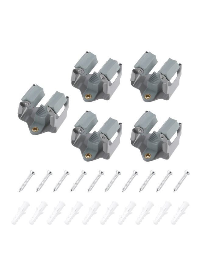 NIBEMINENT 5-Piece Mop Broom Holder Grey 5x5x4.7cm - Image 1