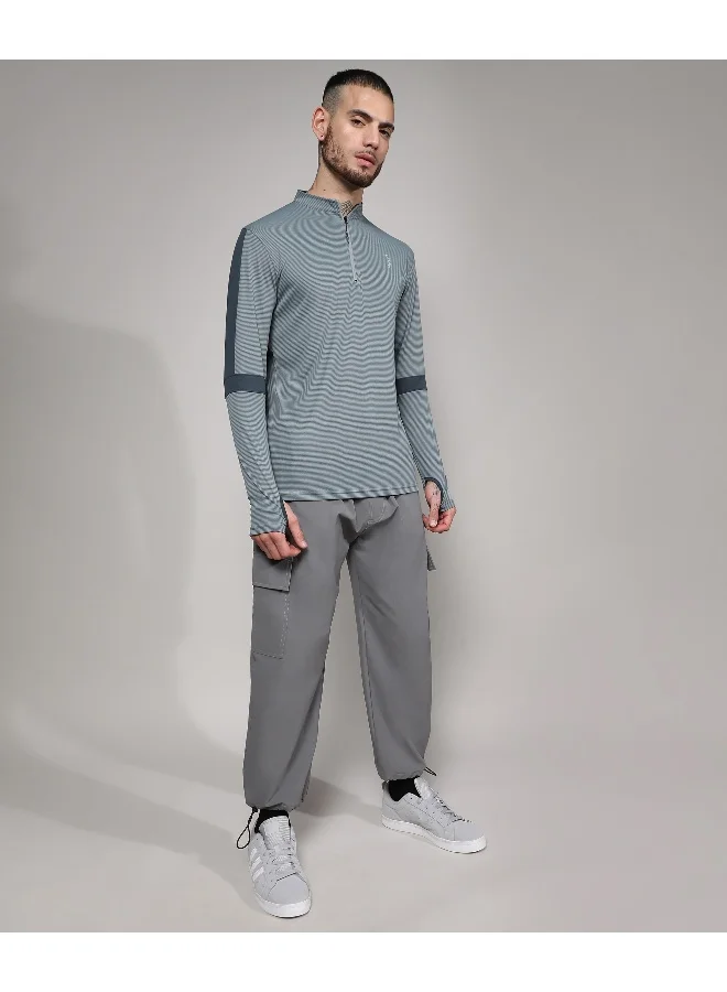 Campus Sutra Men's Charcoal Grey Basic Activewear T-Shirt