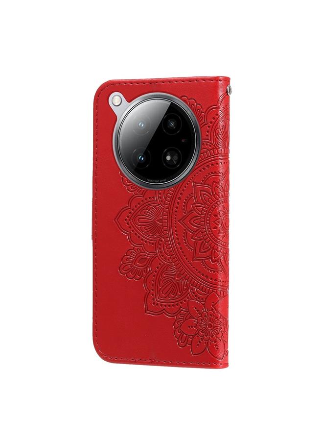 زبون جراب لهاتف Infinix Zero 40 4G / 5G، جراب هاتف جلدي منقوش عليه زهور بسبع بتلات - Image 3