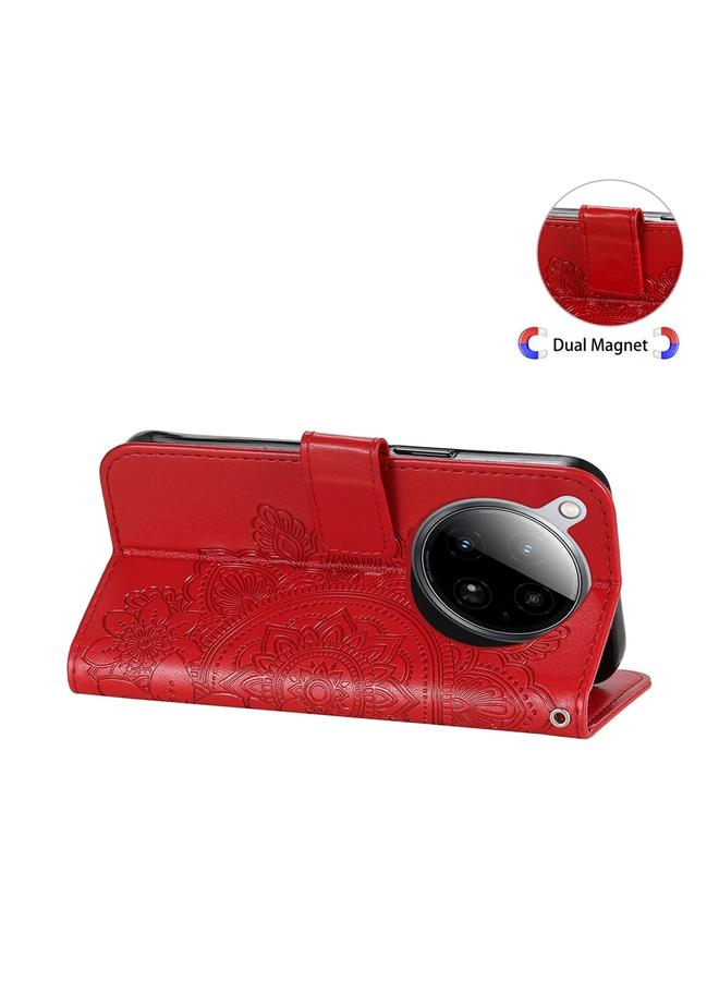 زبون جراب لهاتف Infinix Zero 40 4G / 5G، جراب هاتف جلدي منقوش عليه زهور بسبع بتلات - Image 5