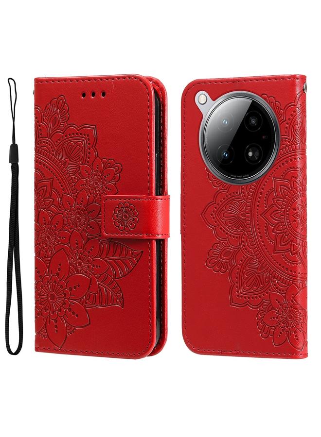 زبون جراب لهاتف Infinix Zero 40 4G / 5G، جراب هاتف جلدي منقوش عليه زهور بسبع بتلات - Image 1