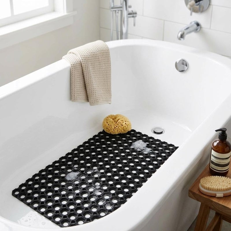 Silicone Mat - Non-Slip Bathtub Shower Mat, 38x70cm (BIack) - Image 2