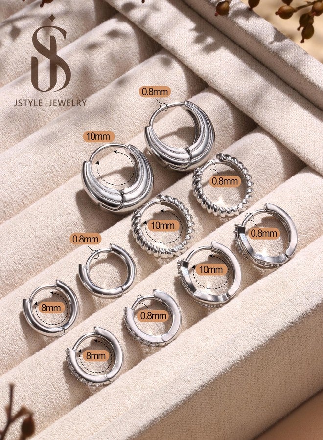 Jstyle Small Gold Hoop Earrings for Women Chunky Trendy 14K Gold Plated Huggie Earrings Set Hypoallergenic Cartilage Earring Stacks Cute Stackable CZ Huggie Hoops Earring Sets for Multiple Piercing - Image 2