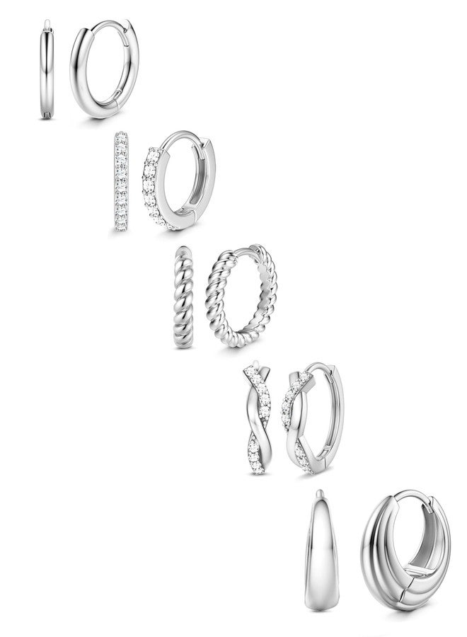 Jstyle Small Gold Hoop Earrings for Women Chunky Trendy 14K Gold Plated Huggie Earrings Set Hypoallergenic Cartilage Earring Stacks Cute Stackable CZ Huggie Hoops Earring Sets for Multiple Piercing - Image 1