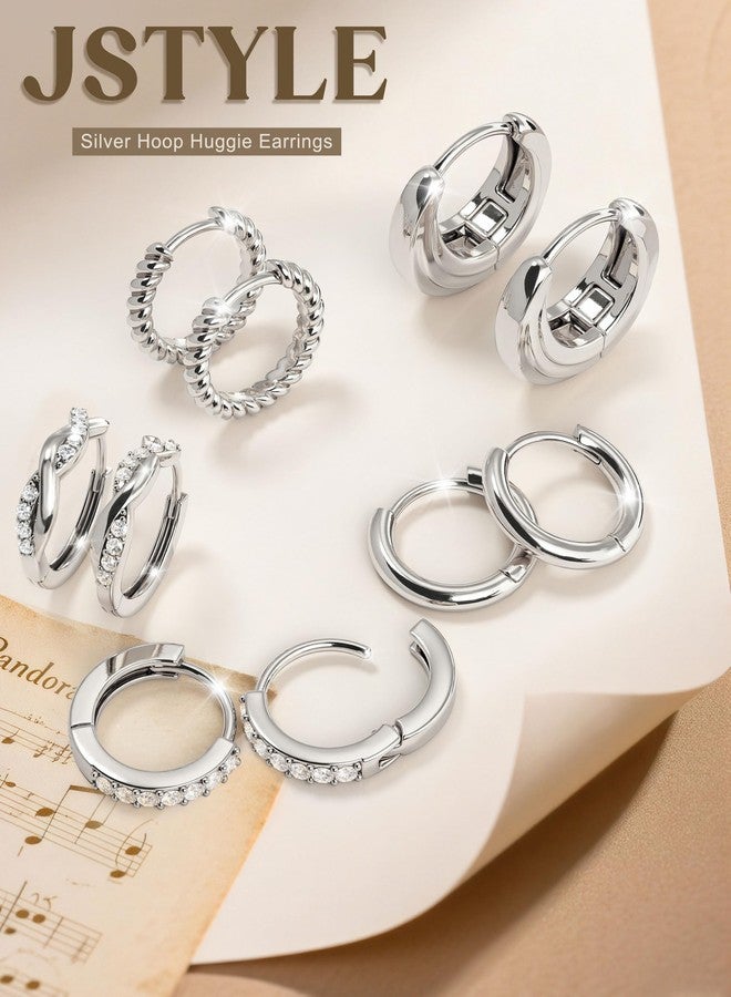 Jstyle Small Gold Hoop Earrings for Women Chunky Trendy 14K Gold Plated Huggie Earrings Set Hypoallergenic Cartilage Earring Stacks Cute Stackable CZ Huggie Hoops Earring Sets for Multiple Piercing - Image 4