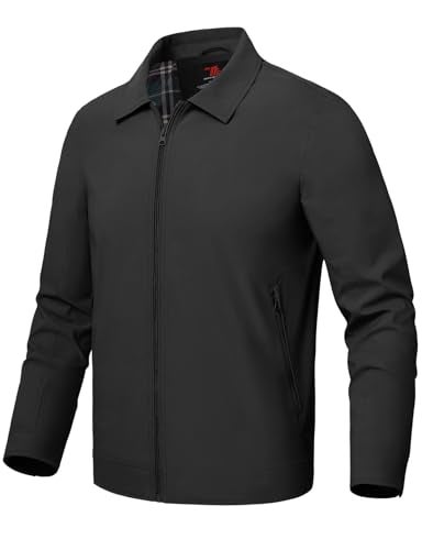 Rdruko Mens Light Jackets Windbreaker Spring Fall Lightweight Jackets Caual Stylish Jacket with Pockets Black L - Image 1
