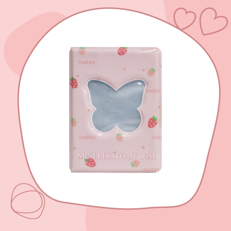 Babyfond 3 Inch Mini Photo Album Kpop Photocard Binder, Butterfly Hollow Photocard Holder Book, Business Card Book Holder, Photocard Sleeves 40 Pockets (Pink) - Image 5