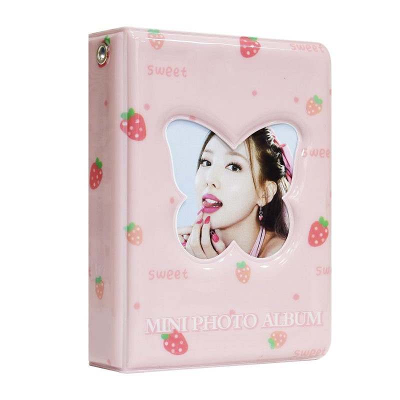 Babyfond 3 Inch Mini Photo Album Kpop Photocard Binder, Butterfly Hollow Photocard Holder Book, Business Card Book Holder, Photocard Sleeves 40 Pockets (Pink) - Image 1