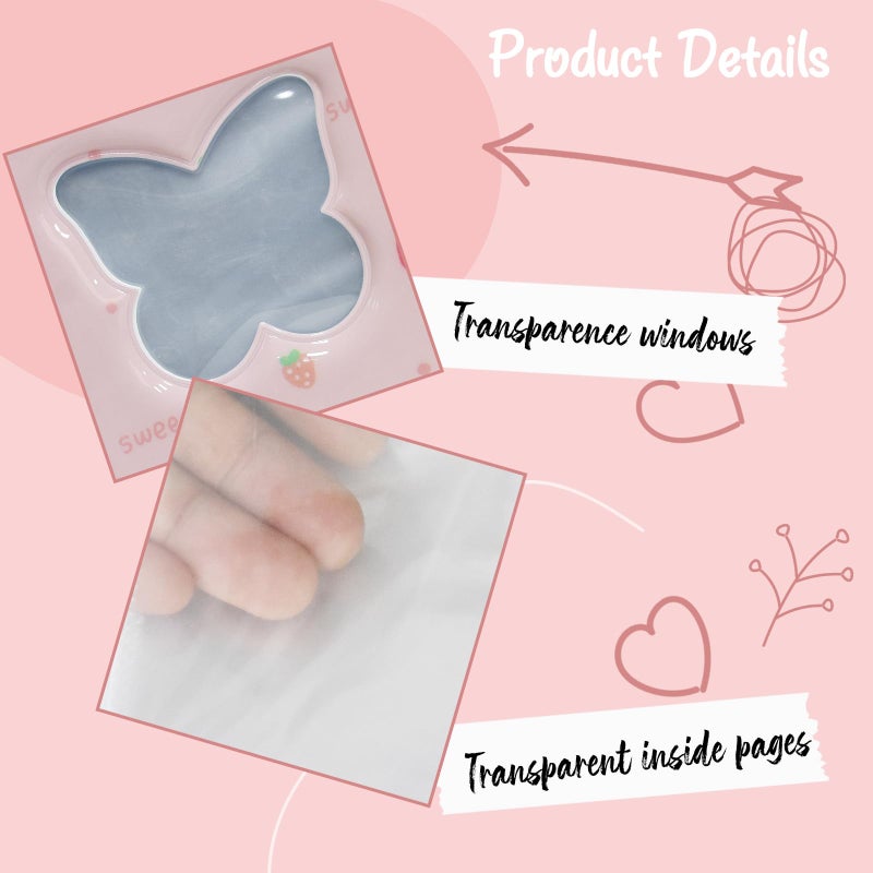 Babyfond 3 Inch Mini Photo Album Kpop Photocard Binder, Butterfly Hollow Photocard Holder Book, Business Card Book Holder, Photocard Sleeves 40 Pockets (Pink) - Image 4