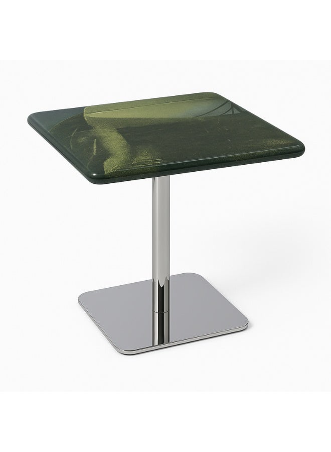 YI ONE Corner Table – Square Green Marble Top with Stainless Steel Legs, 400×400×380 mm Luxury Side Table for Sofa & Bed - Image 5