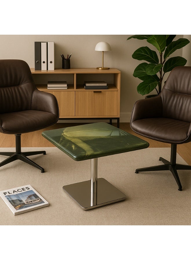 YI ONE Corner Table – Square Green Marble Top with Stainless Steel Legs, 400×400×380 mm Luxury Side Table for Sofa & Bed - Image 3