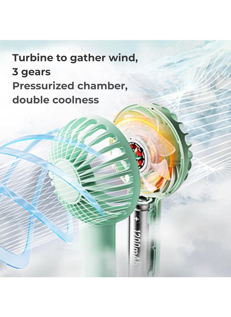 Remax Mena Portable Mini Fan Handheld Fan, 3 Speeds Small Personal Fan USB Rechargeable, Makeup Fans for Stylish Girls Women Kids (Green)  - Image 3