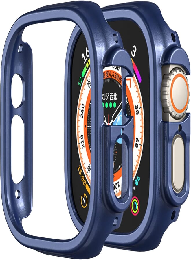 Yrzper Compatible with Apple Watch Ultra 49mm Hard PC Case Cover Resistant Impact Shockproof Protective All-Around Edge Protective PC Hard Bumper Cover Face for Apple Watch Ultra 49mm (Blue)