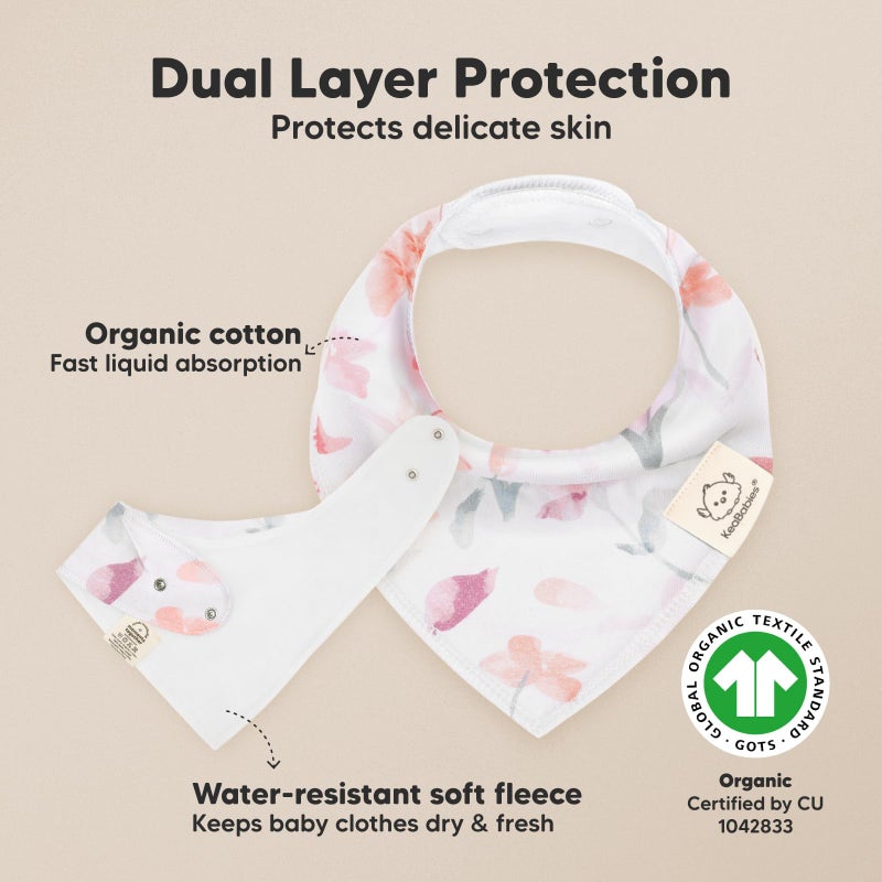 KeaBabies 8-Pack Organic Baby Bandana Drool Bibs for Girls - Super Absorbent Baby Bibs for Baby Girls, Baby Boys, Soft Cotton Bandana Bibs, Baby Drool Bib, Teething Bibs for Infant, Toddler (Bloom)  - Image 2