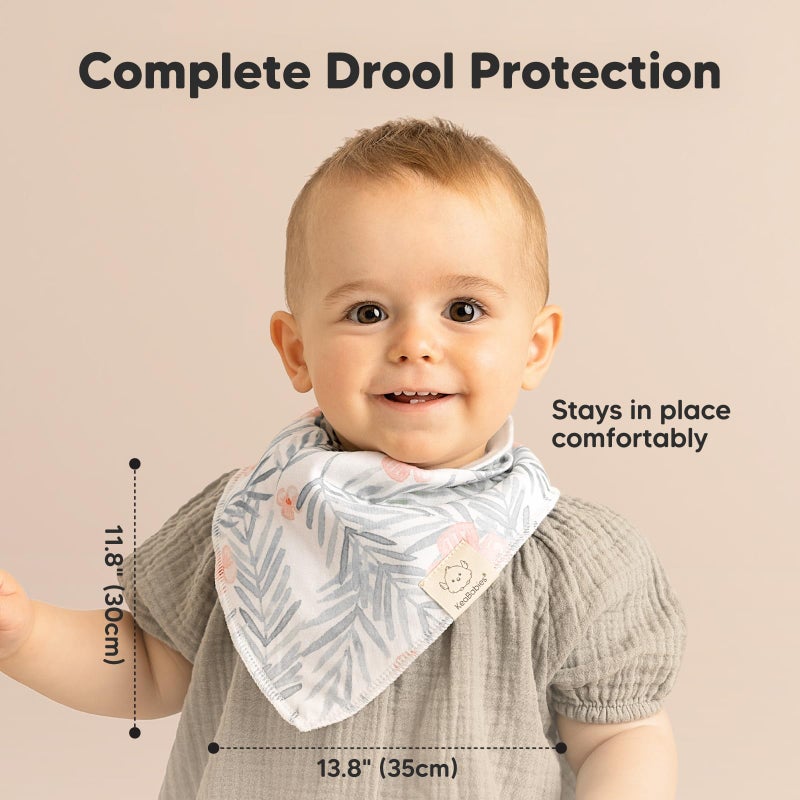KeaBabies 8-Pack Organic Baby Bandana Drool Bibs for Girls - Super Absorbent Baby Bibs for Baby Girls, Baby Boys, Soft Cotton Bandana Bibs, Baby Drool Bib, Teething Bibs for Infant, Toddler (Bloom)  - Image 5