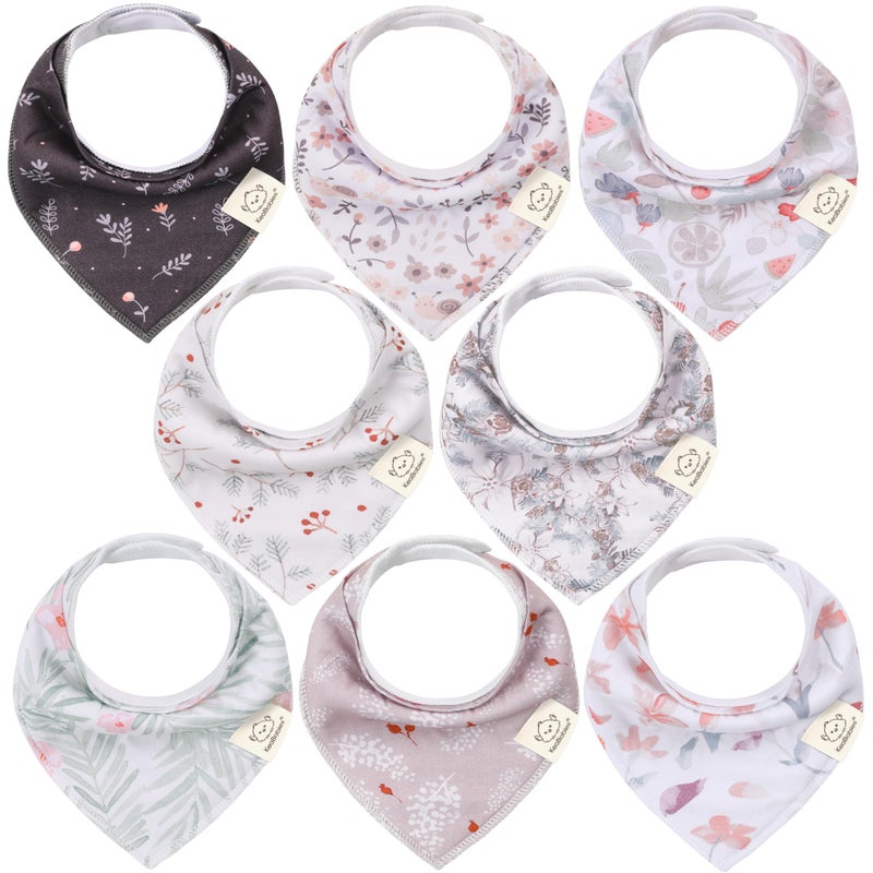 KeaBabies 8-Pack Organic Baby Bandana Drool Bibs for Girls - Super Absorbent Baby Bibs for Baby Girls, Baby Boys, Soft Cotton Bandana Bibs, Baby Drool Bib, Teething Bibs for Infant, Toddler (Bloom)  - Image 1