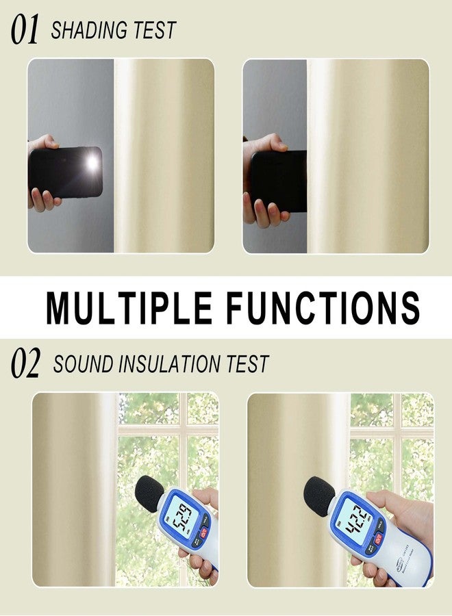 XWZO 100% Blackout Curtains 63 Inches Long with Tiebacks- Privacy Protection & Noise Blocking Window Draperies Grommet Top with Black Liner for Bedroom/Living Room, Beige, W52 x L63, Set of 2 - Image 4
