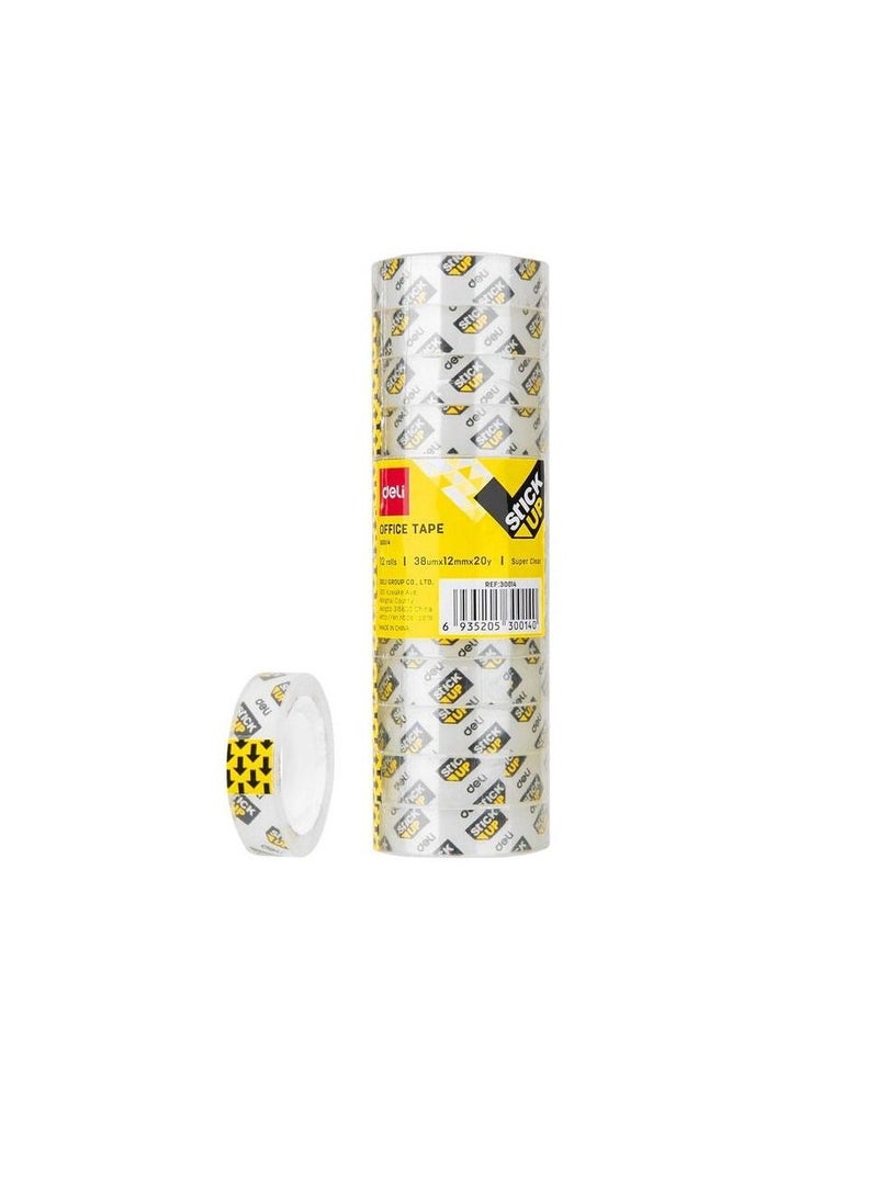 Deli شريط لاصق شفاف 12 قطعة بعرض 12 مم وطول 20 ياردة - Image 1