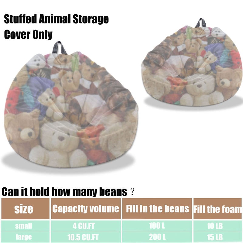 Kisoy Stuffed Animal Storage Bean Bag Chair Cover - Washable Ultra Soft Corduroy Cover for Organizing Plush Toys or Textile, Sack Bean Bag for Adults, Teens - Image 3