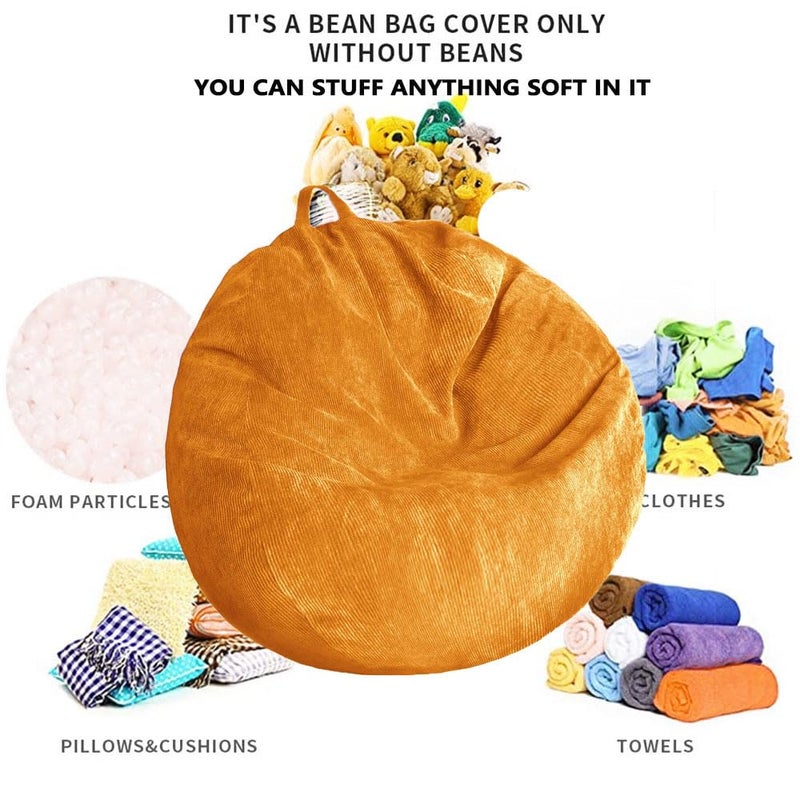 Kisoy Stuffed Animal Storage Bean Bag Chair Cover - Washable Ultra Soft Corduroy Cover for Organizing Plush Toys or Textile, Sack Bean Bag for Adults, Teens - Image 2