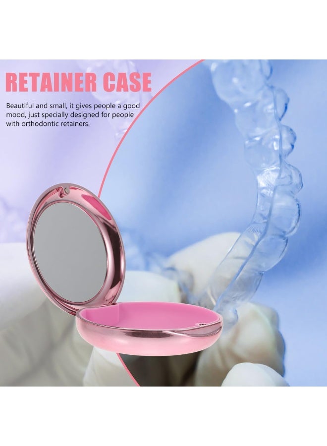 Healifty Portable Dental Retainer Box Dental Braces Case Practical Invisible Denture Case Dental Mouth Guard Case With Mirror Oral Care Box ( Rose Gold ), 8.7X2.7Cm, (Dgee10L45J14Vmrttb7Ah3) - Image 4