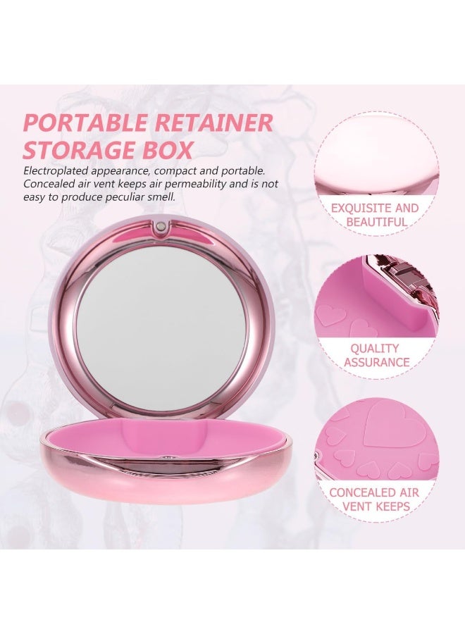 Healifty Portable Dental Retainer Box Dental Braces Case Practical Invisible Denture Case Dental Mouth Guard Case With Mirror Oral Care Box ( Rose Gold ), 8.7X2.7Cm, (Dgee10L45J14Vmrttb7Ah3) - Image 3