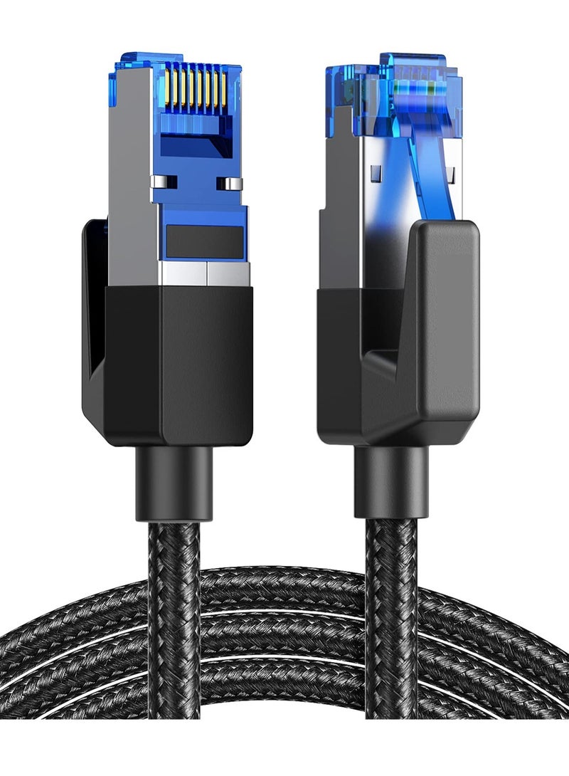 Zikra Cat 8 Ethernet Cable 6FT, High Speed Braided 40Gbps 2000Mhz Network Cord Cat8 RJ45 Shielded Indoor Heavy Duty LAN Cables Compatible for Gaming PC PS5 Xbox Modem Router 6FT - Image 1