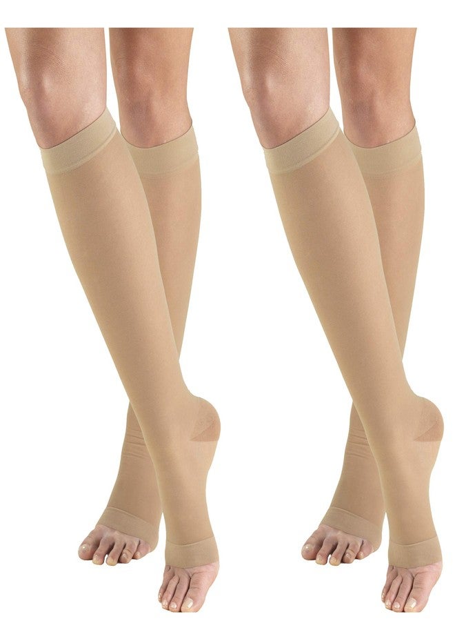 Truform Compression 15-20 mmHg Sheer Knee High Open Toe Stockings Nude, X-Large, 2 Count - Image 1
