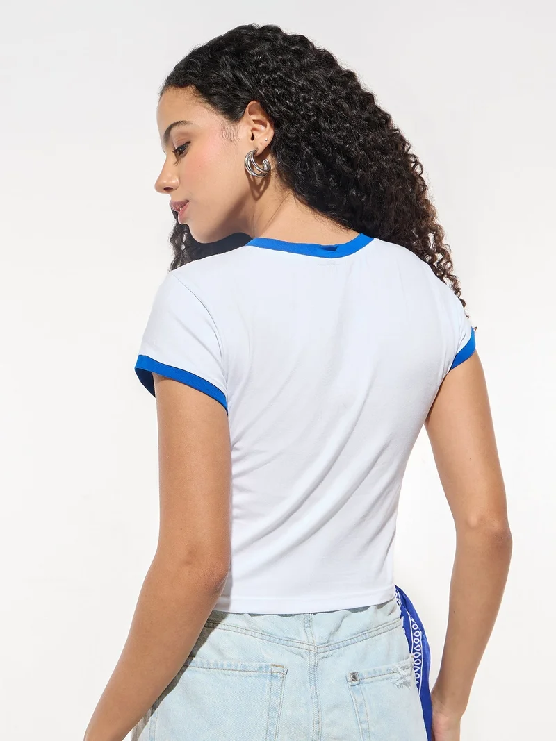Outzidr  White Crew Neck Graphic Tshirt for Women | Best Price UAE