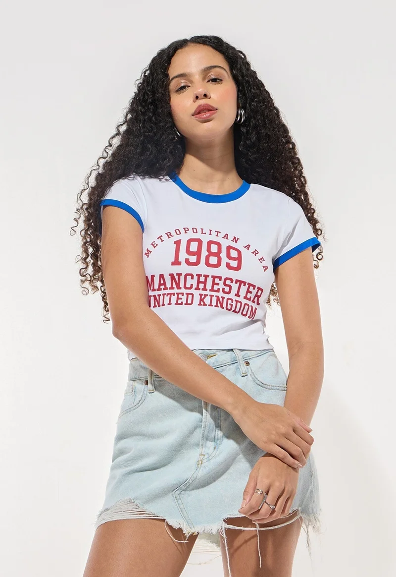 Outzidr  White Crew Neck Graphic Tshirt for Women | Best Price UAE