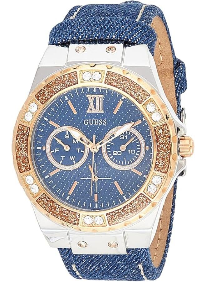 GUESS Women's Leather Chronograph Buckle Watch 0775L10 - Image 1