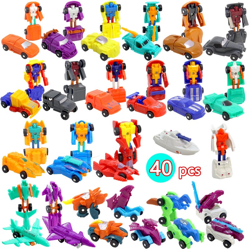 SCKTYZS Mini Transform Robot Car for Toddler Converting Action Figures Include Pink Sports Car Red Police Car Blue Plane Girl Kids Birthday Easter Gift Educational Rewards - Image 3