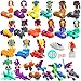 SCKTYZS Mini Transform Robot Car for Toddler Converting Action Figures Include Pink Sports Car Red Police Car Blue Plane Girl Kids Birthday Easter Gift Educational Rewards - Image 2