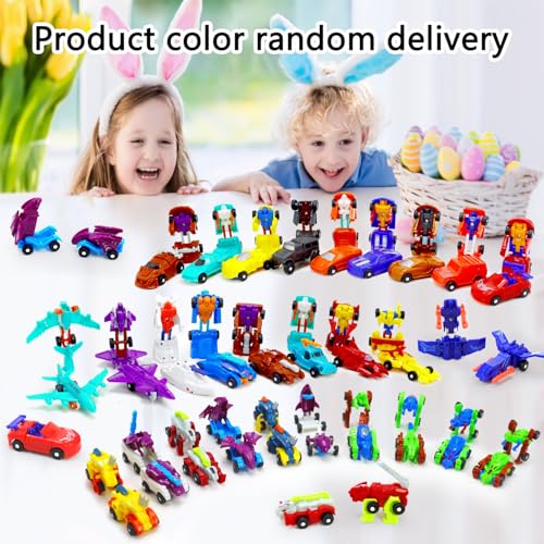 SCKTYZS Mini Transform Robot Car for Toddler Converting Action Figures Include Pink Sports Car Red Police Car Blue Plane Girl Kids Birthday Easter Gift Educational Rewards - Image 5
