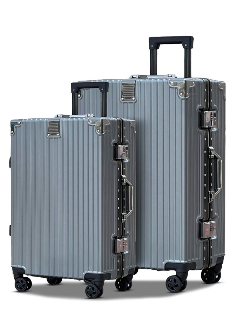ZAAPPY Aluminum Frame Unbreakable Luggage 2Pcs Set (20/24 Inch) Polycarbonate Hard Shell Suitcase - Image 1