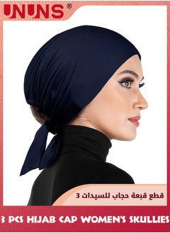 UNUNS 3 Pcs Women Hijab Undercap,Islamic Muslim Under Hijab Cap With Tie Back Closure,Fashion Solid Color Hijab Jersey Headband,Adjustable Head Wrap Hat,Inner Under Scarf Hat Hijab Cap For Lady Girls  - Image 5